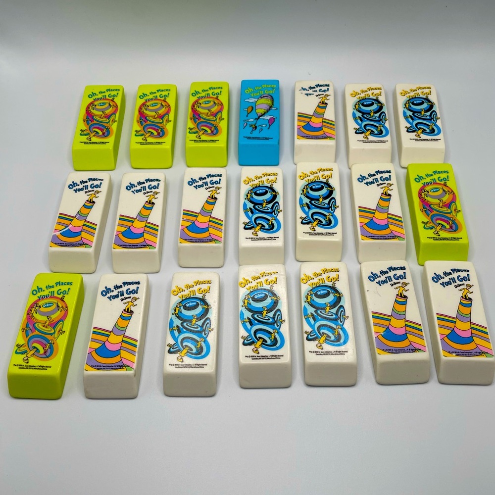 Dr. Seuss day eraser pack 21 2” erasers. Perfect for school and teachers NEW